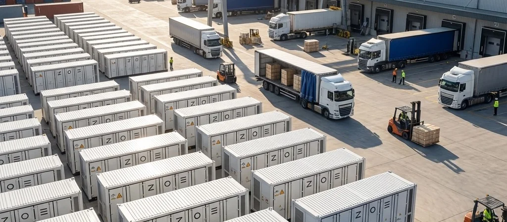 Kontener magazynu energii BESS zainstalowany na terenie przemysłowym w Polsce